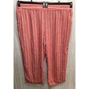 BRIDGEHAMPTON Women's‎ (Size 3X) Pull On Lounge Pants Striped Linen Viscose